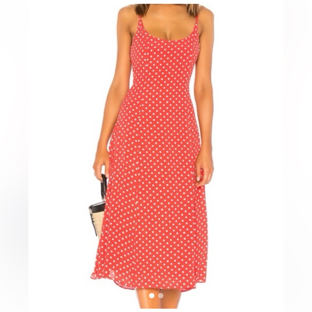 Privacy Please Polka Dot Midi Skirt - Red